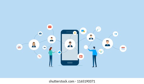 Business People Communication On Social Network Concept And Business Online Connection With Mobile Concept