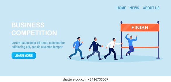 Business people compete running. Business competition. Contest against competitors to increase sales. Skill or effort to succeed in work, motivation. Career success or achievement