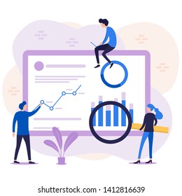 Business people and computer screen with graphs