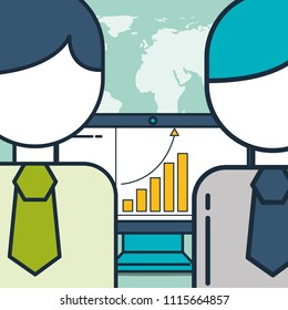 business people computer statistic chart digital marketing