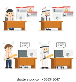 business people and computer virus set