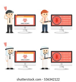 business people and computer virus set