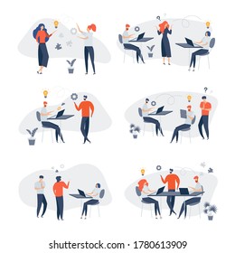 Concepto de gente de negocios.  Ilustración vectorial creativa, noticias en línea, redes sociales, comunicación virtual, recuperación de información, noticias de la empresa, construcción de sitios