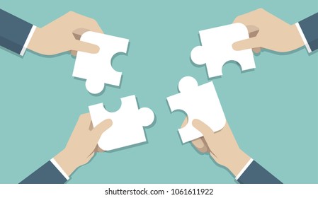 Business People connect couple puzzle piece 