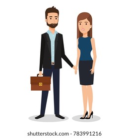 business people couple avatars characters