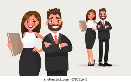 Business people. Couple of office workers. Vector illustration in cartoon style