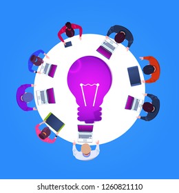 Business People Creative Team Working On New Ideas Top Angle View
