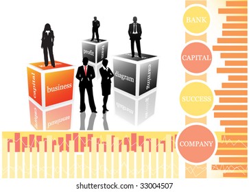 Business people and cubes