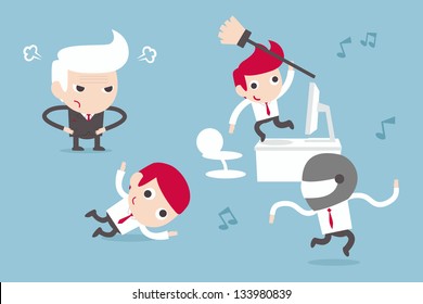  business people dancing in office