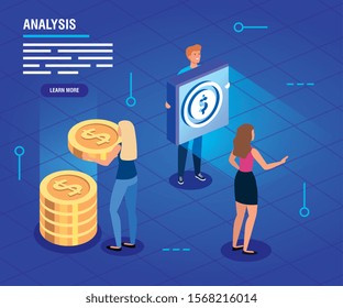 business people with data analysis vector illustration design