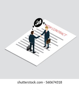 Business People Dealing Contract With Isometric Concept