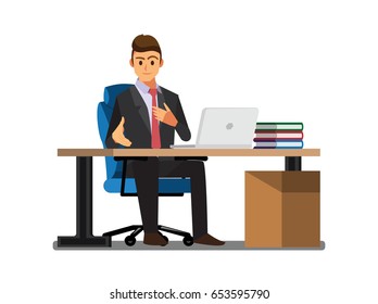 Business People  Desk,Vector illustration cartoon character