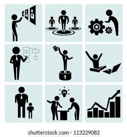 Business People In Different Action, Business Management Icon Set