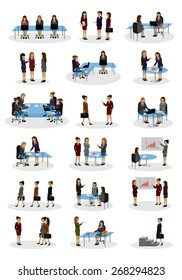 Business People, Different Situation Set - Isolated On White Background - Vector Illustration, Graphic Design Editable For Your Design