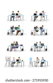 Business People, Different Situation Set - Isolated On White Background - Vector Illustration, Graphic Design Editable For Your Design