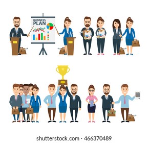 business people in different situations set isolated on white background