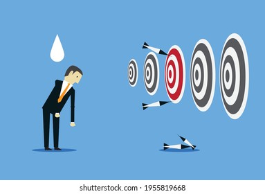 Business people are disappointed when they miss their goals, Vector illustration in flat style