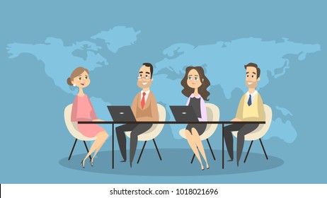 Business people discussing problems on meeting at office.