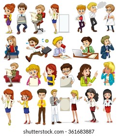 Business people doing different activities illustration