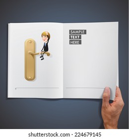 Business people with door