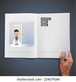 Business people with door