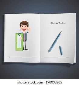 Business people with doors printed on book