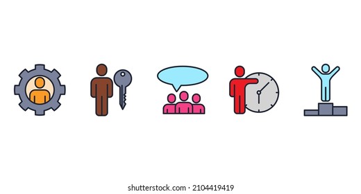 Elementos de personas de negocios establecen plantilla de símbolo de icono para la colección de diseños gráficos y web ilustración vectorial