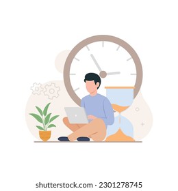 Business people or employee with self management skill. Time management soft skills concept vector illustration