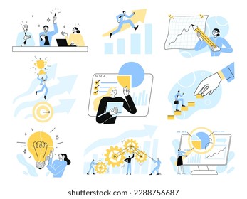 Business people are engaged in a variety of work activities