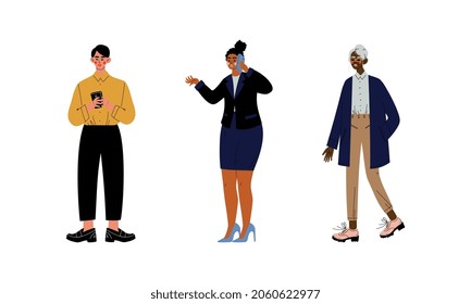 Business People and Entrepreneur Character or Office Worker of Various Ethnicity and Age Vector Set