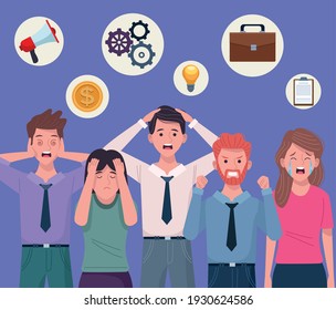 business people extressed avatars characters vector illustration design