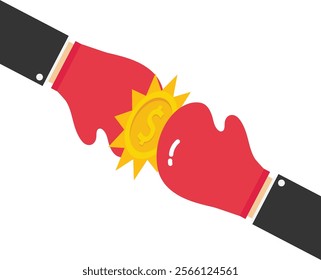 Business people fight for business interests, Vector illustration in flat style

