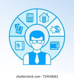 business people and finance icons for personal finance concept