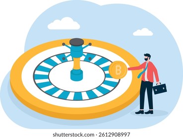 Business people with Financial Wheel of Fortune

