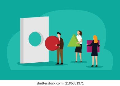 Business people finding the right solution 2d vector illustration concept for banner, website, illustration, landing page, flyer, etc.