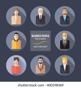 Business people flat avatars vector set.