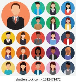 Business people flat icon set