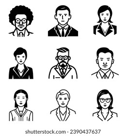 Business People Flat Icon Set Isolated On White Background