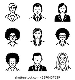 Business People Flat Icon Set Isolated On White Background