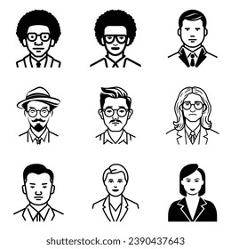 Business People Flat Icon Set Isolated On White Background