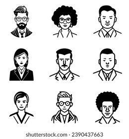 Business People Flat Icon Set Isolated On White Background