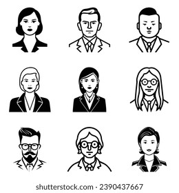 Business People Flat Icon Set Isolated On White Background