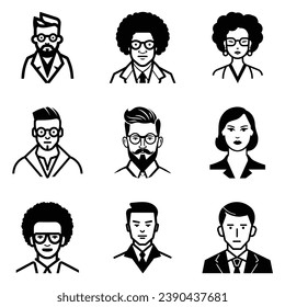 Business People Flat Icon Set Isolated On White Background