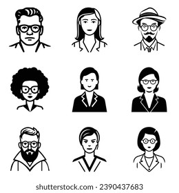 Business People Flat Icon Set Isolated On White Background