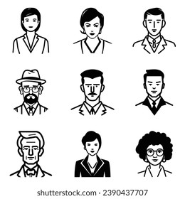 Business People Flat Icon Set Isolated On White Background