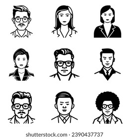 Business People Flat Icon Set Isolated On White Background