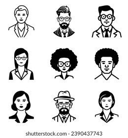 Business People Flat Icon Set Isolated On White Background