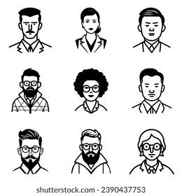 Business People Flat Icon Set Isolated On White Background