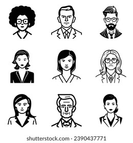 Business People Flat Icon Set Isolated On White Background