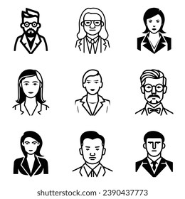 Business People Flat Icon Set Isolated On White Background